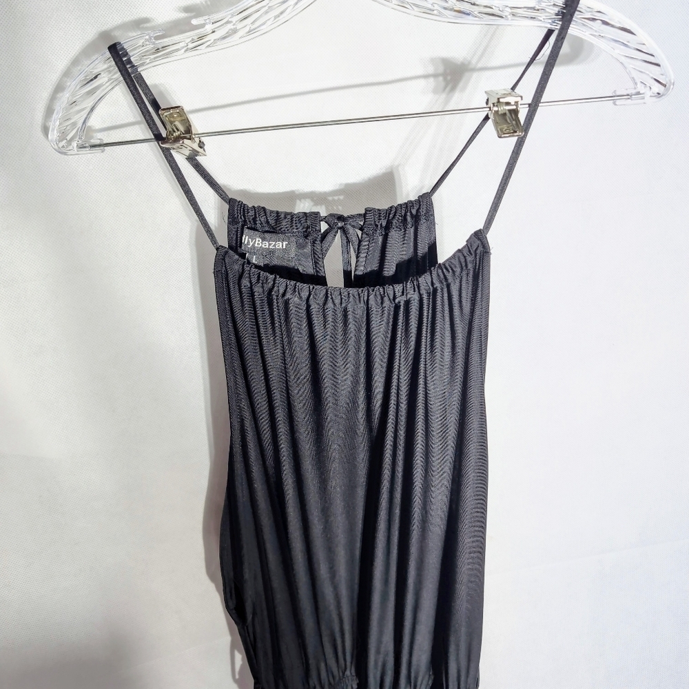 Eilly Bazar Halter Top Jumpsuit Black Sz L